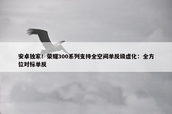 安卓独家！荣耀300系列支持全空间单反级虚化：全方位对标单反