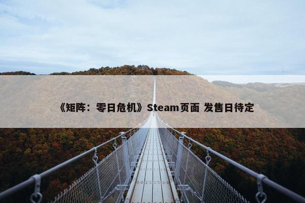 《矩阵：零日危机》Steam页面 发售日待定