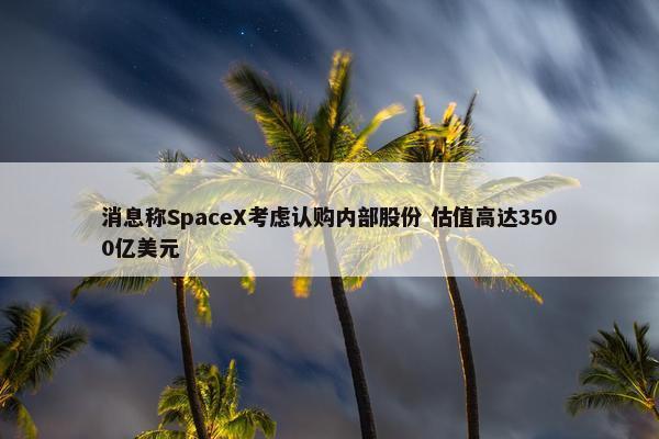 消息称SpaceX考虑认购内部股份 估值高达3500亿美元