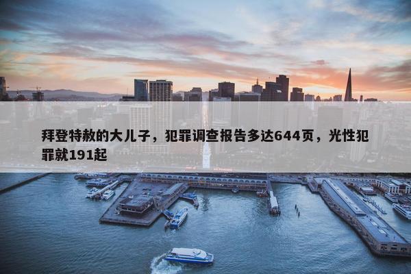 拜登特赦的大儿子，犯罪调查报告多达644页，光性犯罪就191起