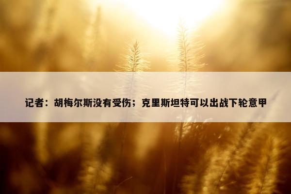 记者：胡梅尔斯没有受伤；克里斯坦特可以出战下轮意甲