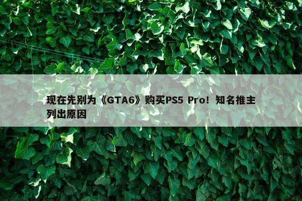 现在先别为《GTA6》购买PS5 Pro！知名推主列出原因