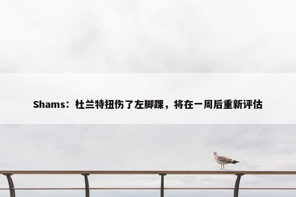 Shams：杜兰特扭伤了左脚踝，将在一周后重新评估