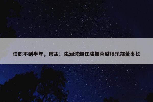 任职不到半年，博主：朱澜波卸任成都蓉城俱乐部董事长