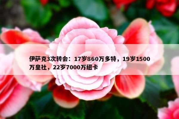 伊萨克3次转会：17岁860万多特，19岁1500万皇社，22岁7000万纽卡