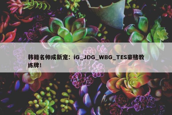 韩籍名帅成新宠：iG_JDG_WBG_TES豪赌教练牌！