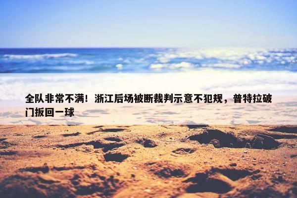 全队非常不满！浙江后场被断裁判示意不犯规，普特拉破门扳回一球