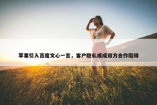 苹果引入百度文心一言，客户隐私或成双方合作阻碍