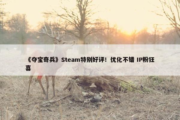 《夺宝奇兵》Steam特别好评！优化不错 IP粉狂喜