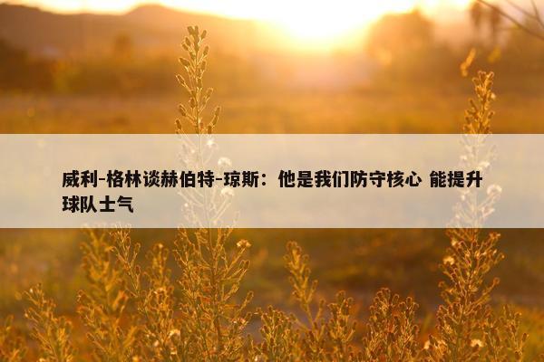 威利-格林谈赫伯特-琼斯：他是我们防守核心 能提升球队士气