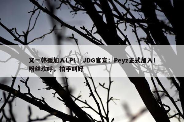 又一韩援加入LPL！JDG官宣：Peyz正式加入！粉丝欢呼，拍手叫好