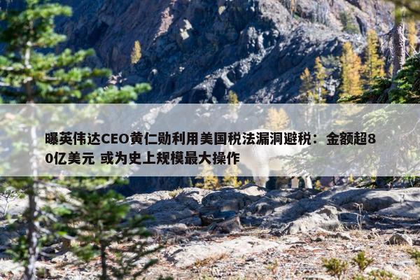 曝英伟达CEO黄仁勋利用美国税法漏洞避税：金额超80亿美元 或为史上规模最大操作