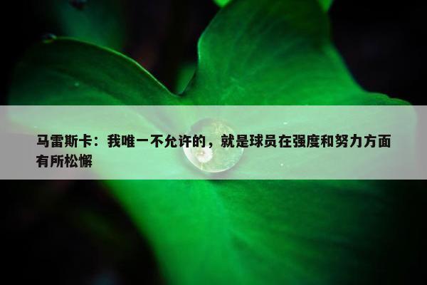 马雷斯卡：我唯一不允许的，就是球员在强度和努力方面有所松懈