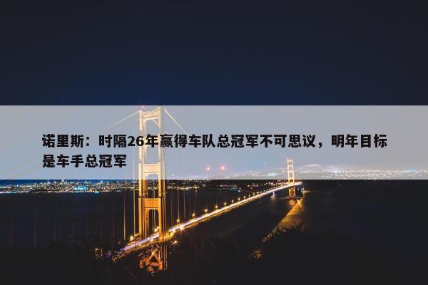 诺里斯：时隔26年赢得车队总冠军不可思议，明年目标是车手总冠军