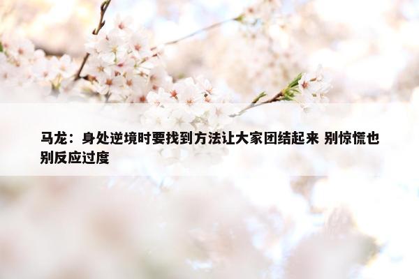 马龙：身处逆境时要找到方法让大家团结起来 别惊慌也别反应过度