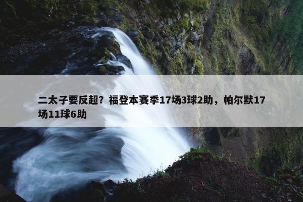 二太子要反超？福登本赛季17场3球2助，帕尔默17场11球6助