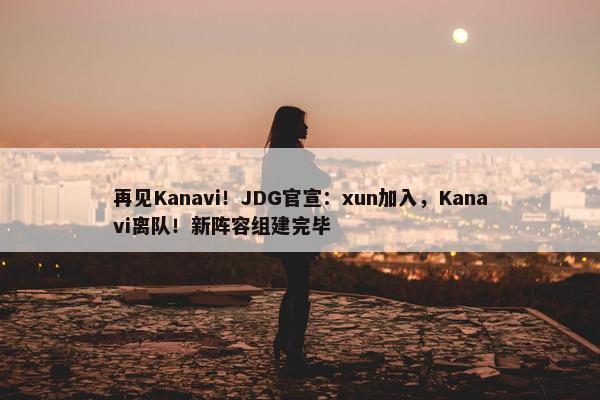 再见Kanavi！JDG官宣：xun加入，Kanavi离队！新阵容组建完毕