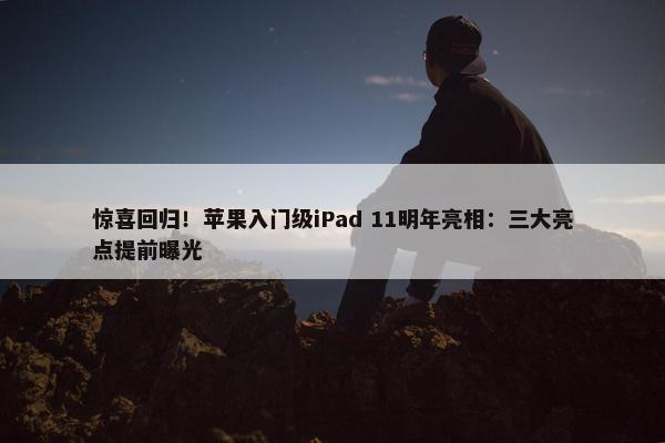 惊喜回归！苹果入门级iPad 11明年亮相：三大亮点提前曝光