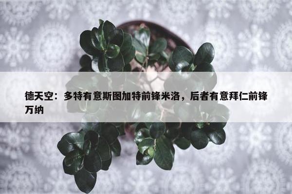 德天空：多特有意斯图加特前锋米洛，后者有意拜仁前锋万纳