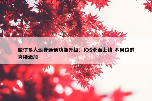 微信多人语音通话功能升级：iOS全面上线 不用拉群直接添加