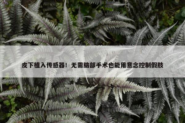 皮下植入传感器！无需脑部手术也能用意念控制假肢