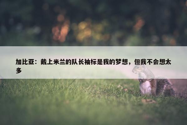 加比亚：戴上米兰的队长袖标是我的梦想，但我不会想太多