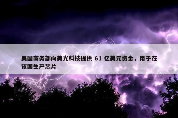 美国商务部向美光科技提供 61 亿美元资金，用于在该国生产芯片