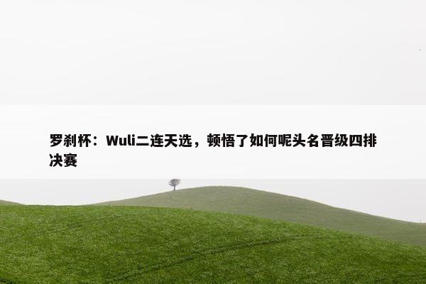 罗刹杯：Wuli二连天选，顿悟了如何呢头名晋级四排决赛