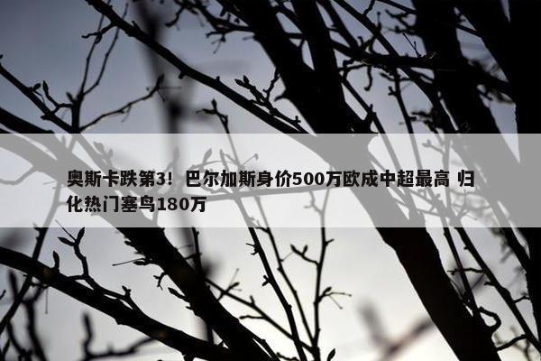 奥斯卡跌第3！巴尔加斯身价500万欧成中超最高 归化热门塞鸟180万