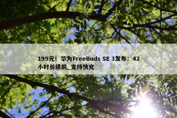 199元！华为FreeBuds SE 3发布：42小时长续航_支持快充