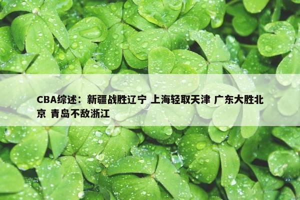 CBA综述：新疆战胜辽宁 上海轻取天津 广东大胜北京 青岛不敌浙江