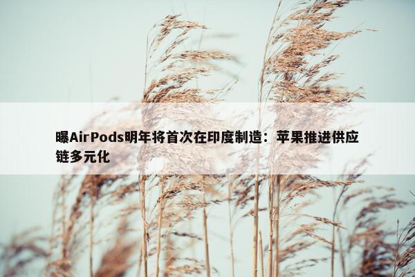 曝AirPods明年将首次在印度制造：苹果推进供应链多元化