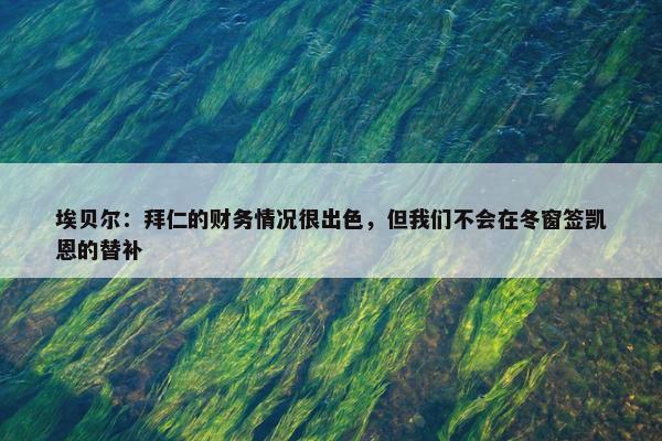 埃贝尔：拜仁的财务情况很出色，但我们不会在冬窗签凯恩的替补