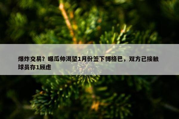 爆炸交易？曝瓜帅渴望1月份签下博格巴，双方已接触 球员存1顾虑