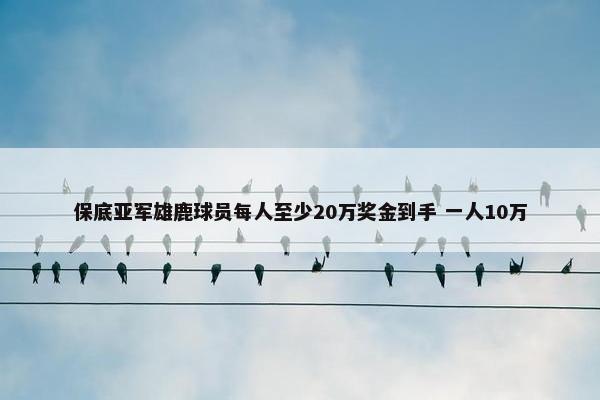 保底亚军雄鹿球员每人至少20万奖金到手 一人10万