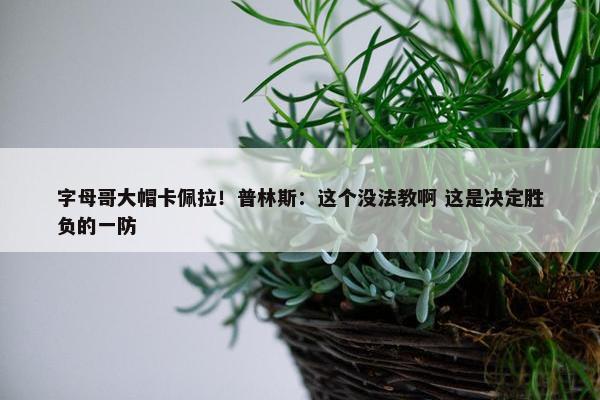 字母哥大帽卡佩拉！普林斯：这个没法教啊 这是决定胜负的一防