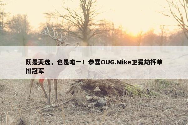 既是天选，也是唯一！恭喜OUG.Mike卫冕劫杯单排冠军