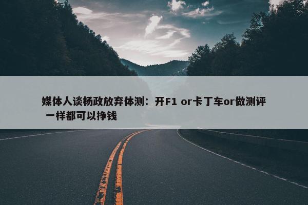 媒体人谈杨政放弃体测：开F1 or卡丁车or做测评 一样都可以挣钱