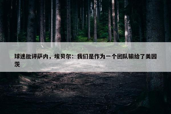 球迷批评萨内，埃贝尔：我们是作为一个团队输给了美因茨