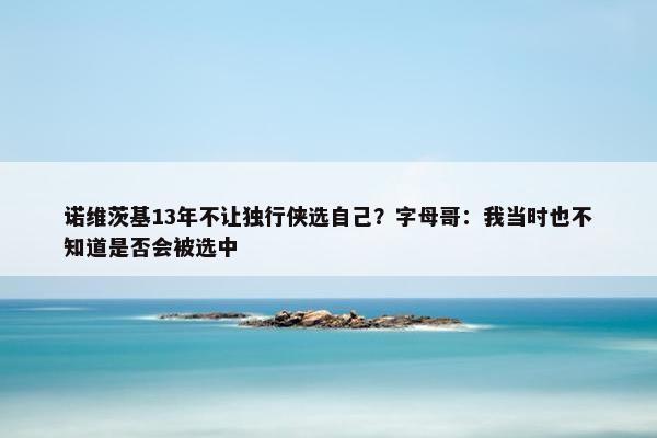 诺维茨基13年不让独行侠选自己？字母哥：我当时也不知道是否会被选中