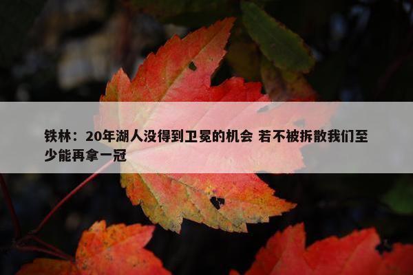 铁林：20年湖人没得到卫冕的机会 若不被拆散我们至少能再拿一冠