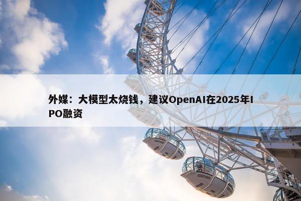 外媒：大模型太烧钱，建议OpenAI在2025年IPO融资