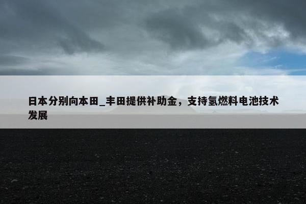 日本分别向本田_丰田提供补助金，支持氢燃料电池技术发展