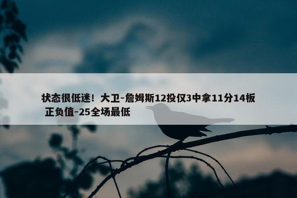 状态很低迷！大卫-詹姆斯12投仅3中拿11分14板 正负值-25全场最低