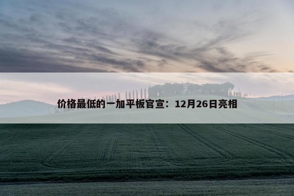 价格最低的一加平板官宣：12月26日亮相