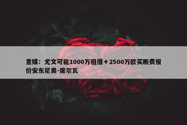 意媒：尤文可能1000万租借＋2500万欧买断费报价安东尼奥-席尔瓦