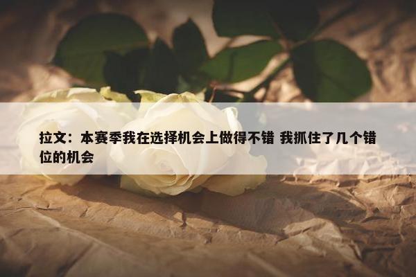 拉文：本赛季我在选择机会上做得不错 我抓住了几个错位的机会