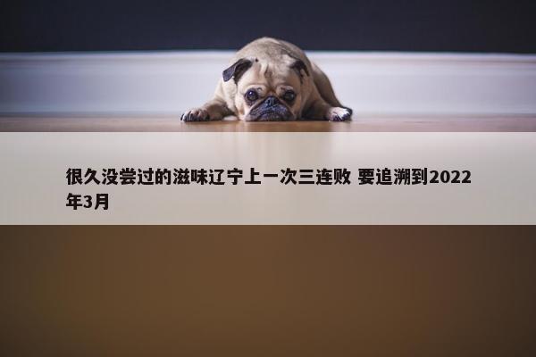 很久没尝过的滋味辽宁上一次三连败 要追溯到2022年3月