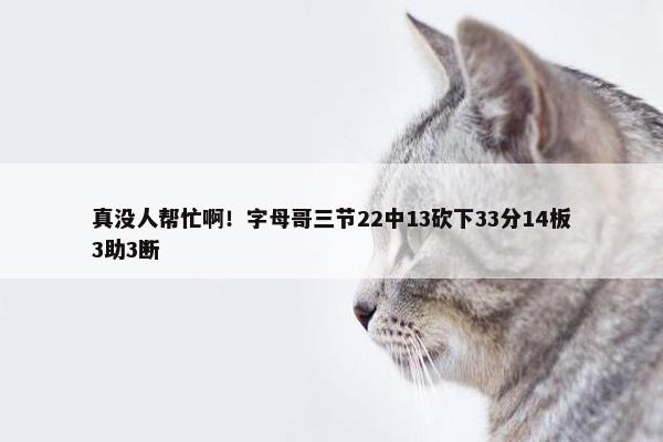 真没人帮忙啊！字母哥三节22中13砍下33分14板3助3断