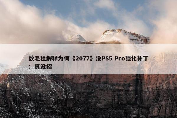 数毛社解释为何《2077》没PS5 Pro强化补丁：真没招